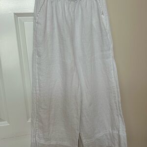 White Linen Wide-Leg Pants